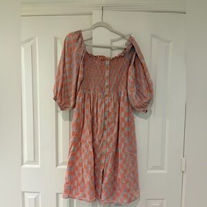 Emerson Fry Coral Floral Long Sleeve Dress